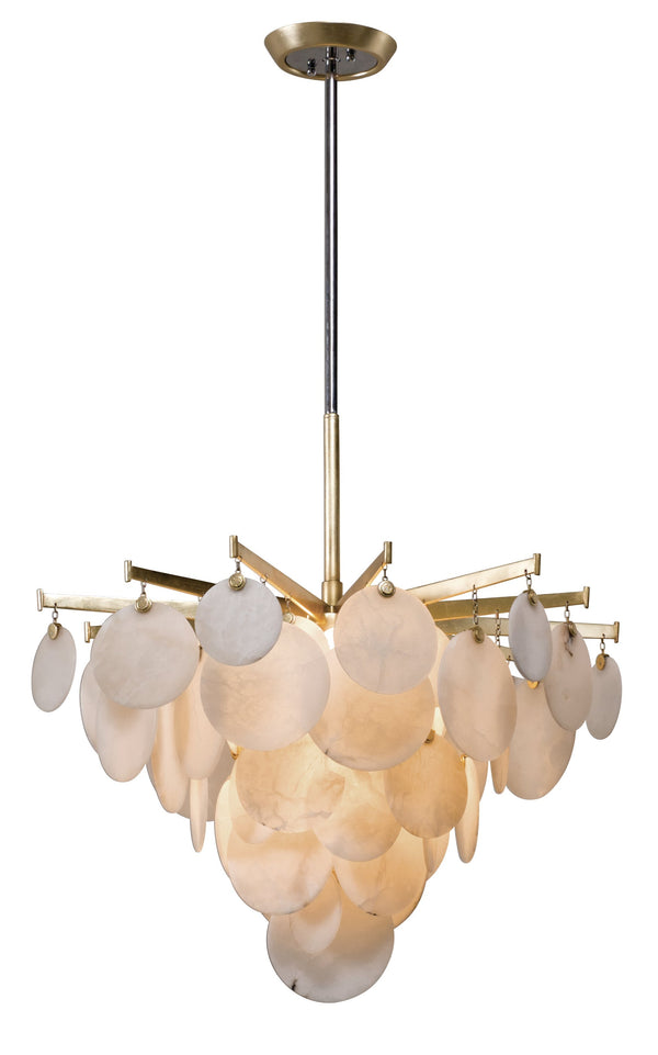 Lighting - Chandelier Serenity 1 Light Pendant Small // Gold Leaf W Polished Stainless 