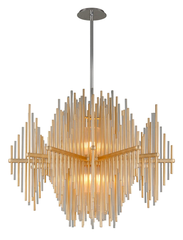 Lighting - Chandelier Theory 2 Light Pendant Large // Gold Leaf W Polished Stainless 