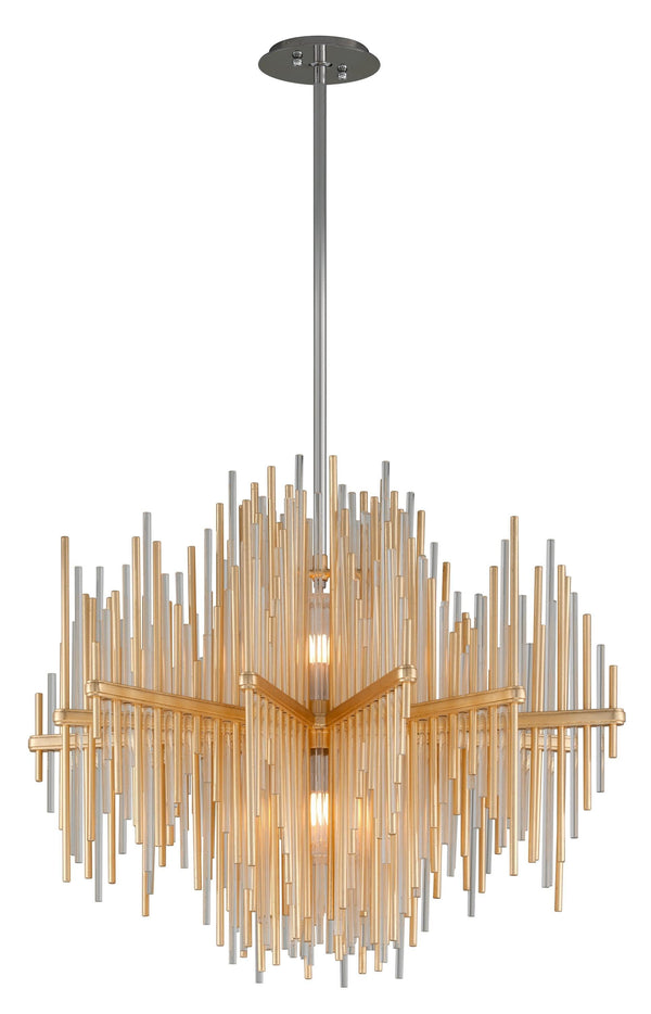 Lighting - Chandelier Theory 2 Light Pendant Medium // Gold Leaf W Polished Stainless // Small 