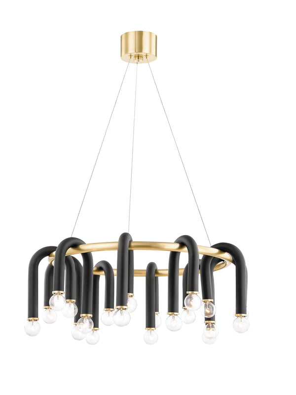 Lighting - Chandelier Whit 20 Light Chandelier // Aged Brass & Black 