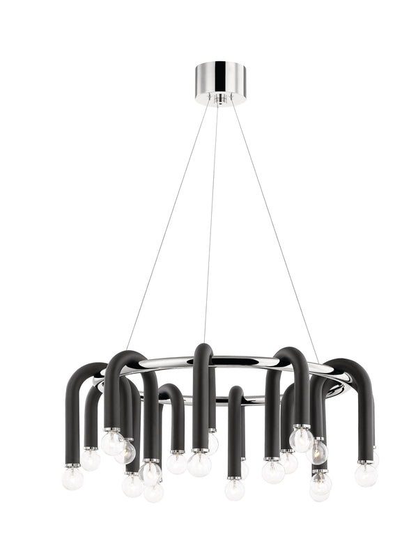 Lighting - Chandelier Whit 20 Light Chandelier // Polished Nickel & Black 