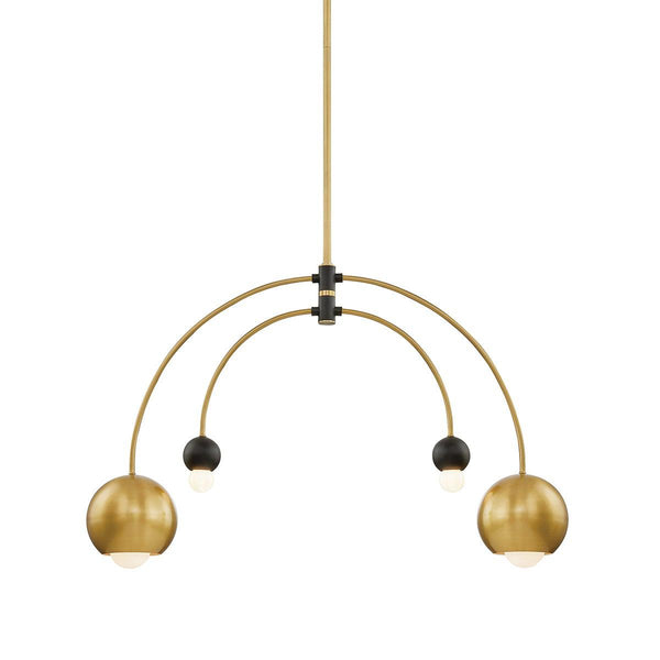 Lighting - Chandelier Willow 4 Light Chandelier // Aged Brass & Black 