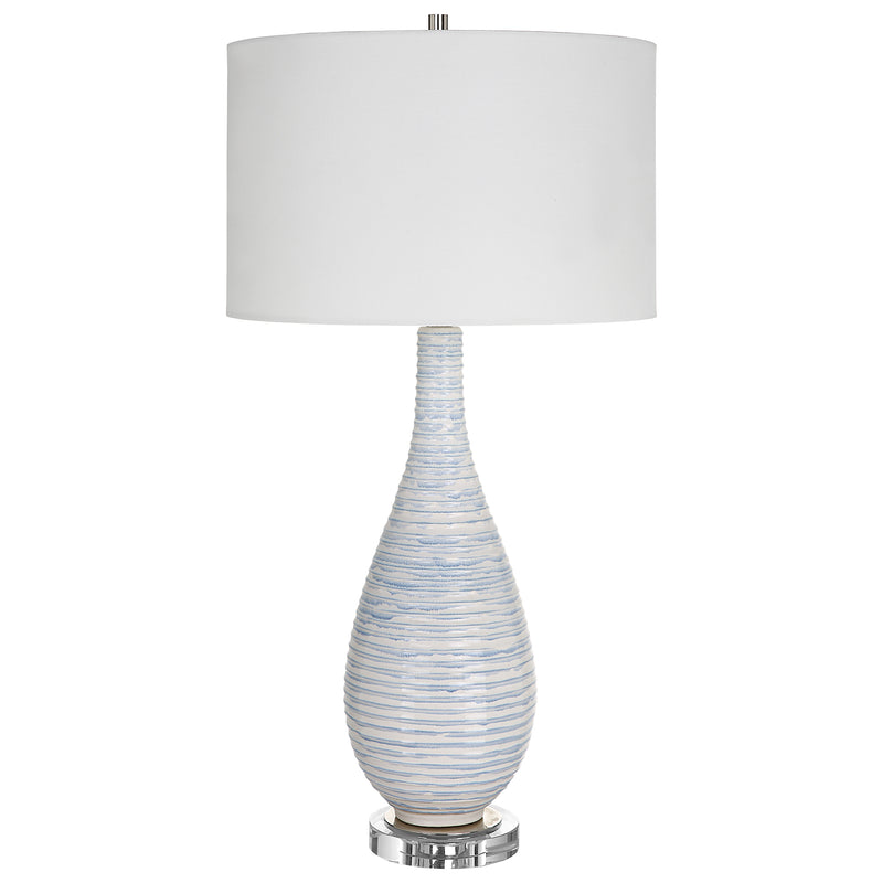 Lighting Clariot Ribbed Blue Table Lamp 