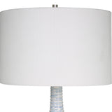 Lighting Clariot Ribbed Blue Table Lamp 