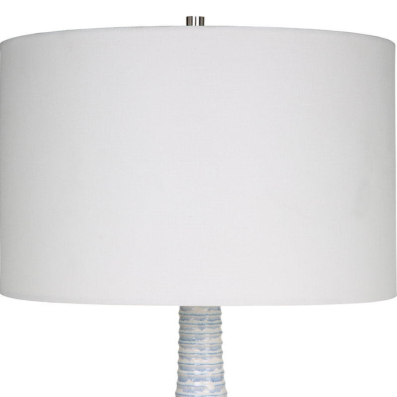 Lighting Clariot Ribbed Blue Table Lamp 