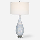 Lighting Clariot Ribbed Blue Table Lamp 