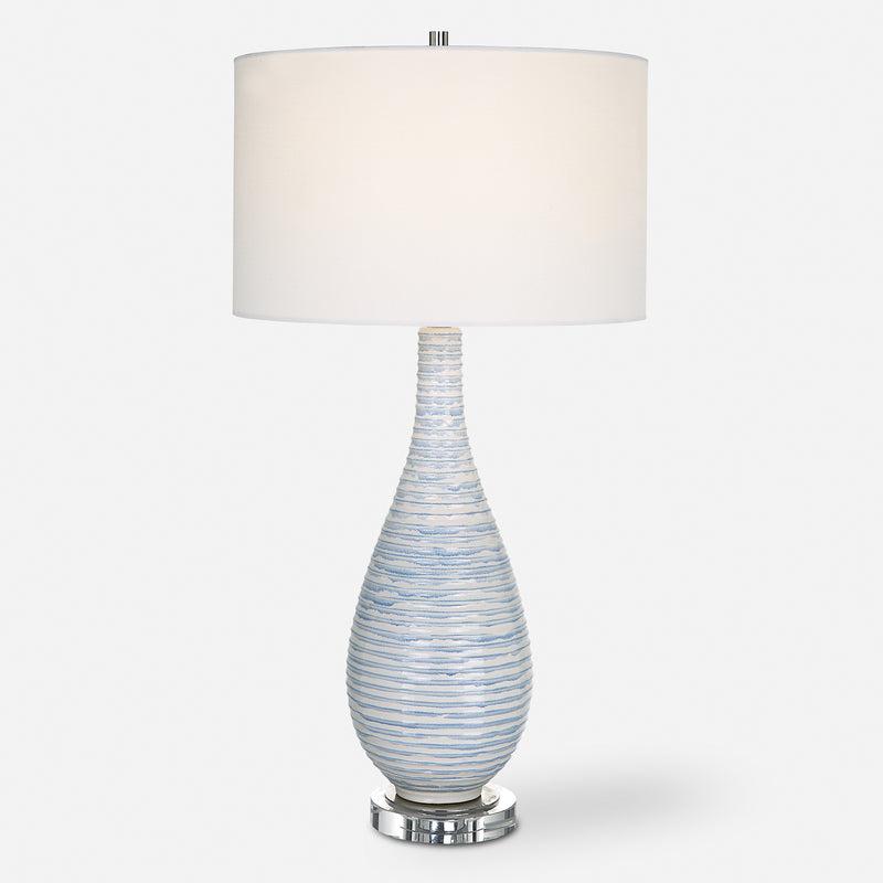 Lighting Clariot Ribbed Blue Table Lamp 