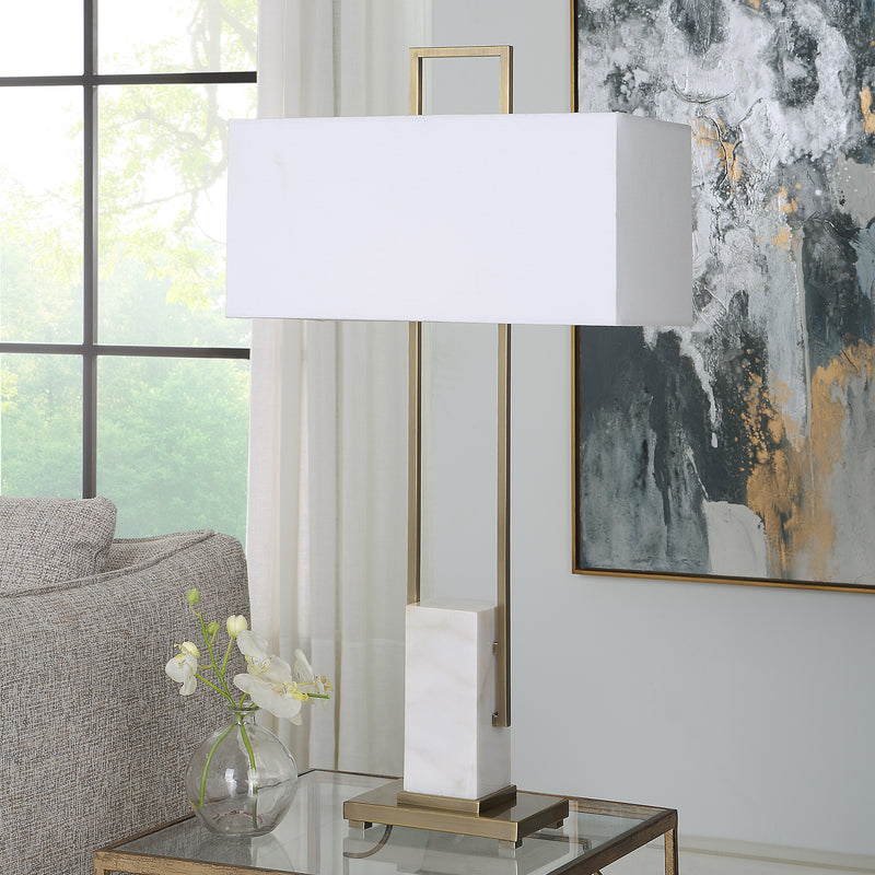 Lighting Column White Marble Table Lamp 