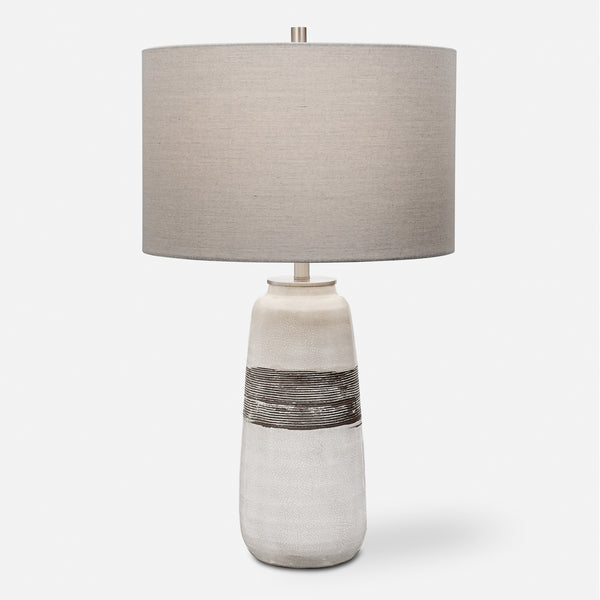 Lighting Comanche White Crackle Table Lamp 