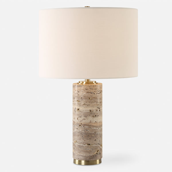 Lighting Cortado Travertine Table Lamp 