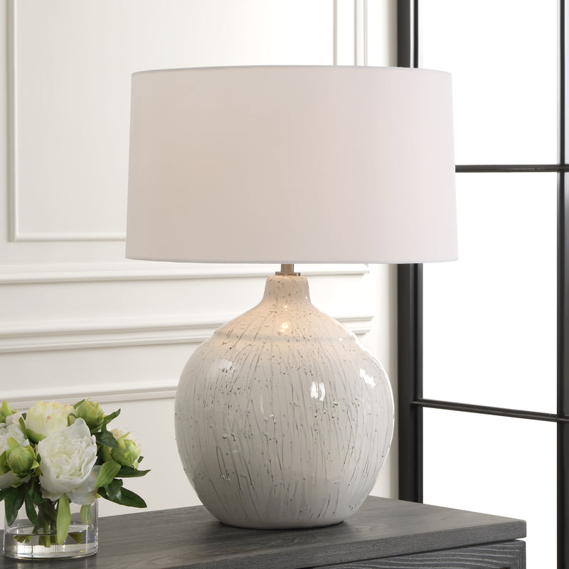 Lighting Dribble White Glaze Table Lamp 