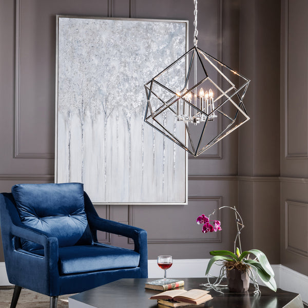 Lighting Euclid 6 Light Nickel Cube Pendant 