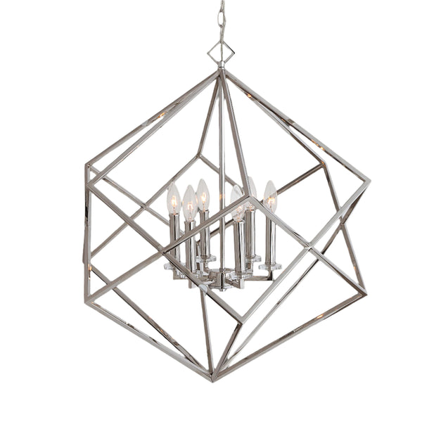 Lighting Euclid 6 Light Nickel Cube Pendant 