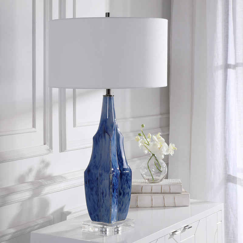 Lighting Everard Blue Table Lamp 