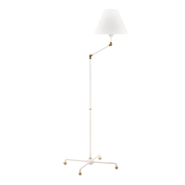 Lighting - Floor Lamp Classic No.1 1 Light Floor Lamp // Aged Brass & Soft Off White 