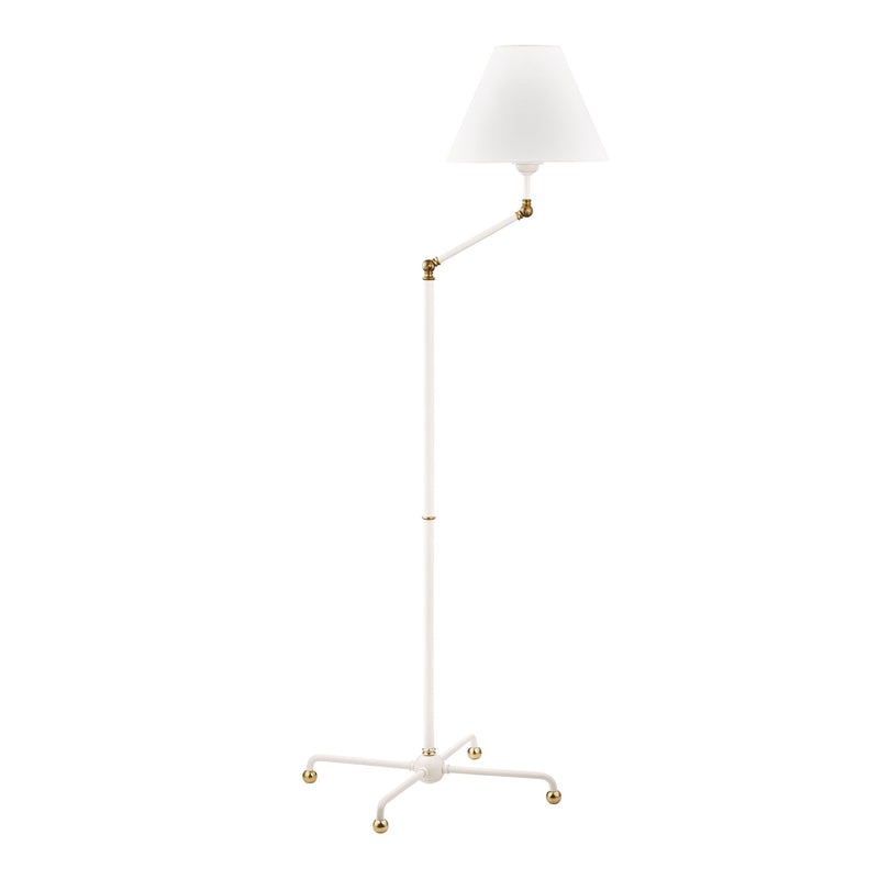 Lighting - Floor Lamp Classic No.1 1 Light Floor Lamp // Aged Brass & Soft Off White 