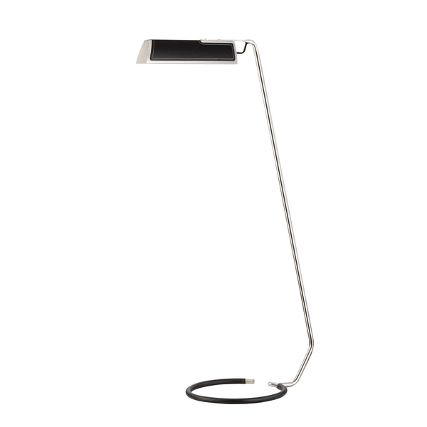 Lighting - Floor Lamp Holtsville 1 Light Floor Lamp with Black Leather // Burnished Nickel 