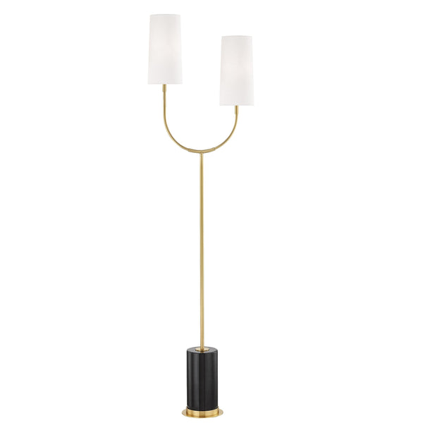 Lighting - Floor Lamp Vesper 2 Light Marble Floor Lamp // Aged Brass 