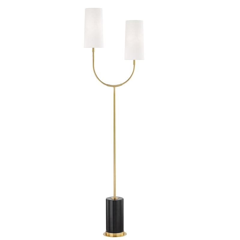 Lighting - Floor Lamp Vesper 2 Light Marble Floor Lamp // Aged Brass 