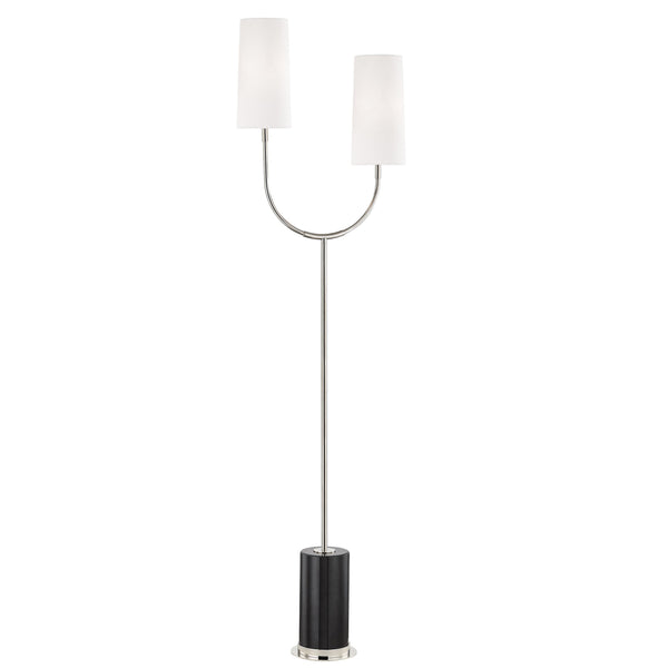 Lighting - Floor Lamp Vesper 2 Light Marble Floor Lamp // Polished Nickel 