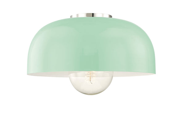 Lighting - Flush Mount Avery 1 Light Large Flush Mount // Polished Nickel & Mint 