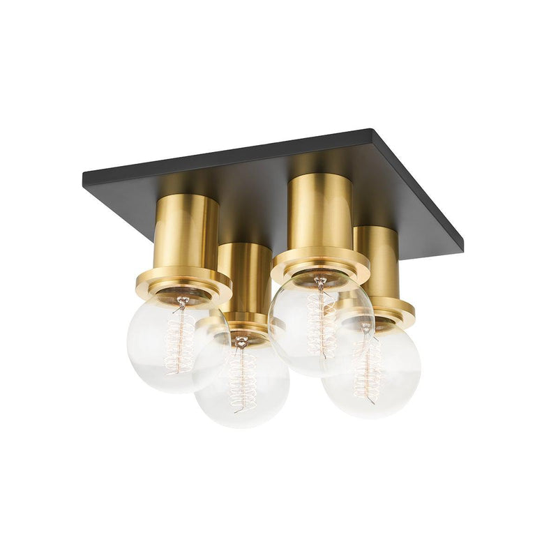 Lighting - Flush Mount Brandi 4 Light Flush Mount // Aged Brass & Soft Black 