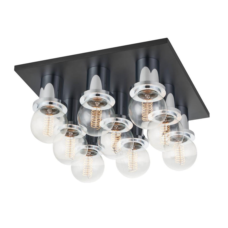 Lighting - Flush Mount Brandi 9 Light Flush Mount // Polished Chrome & Soft Black 