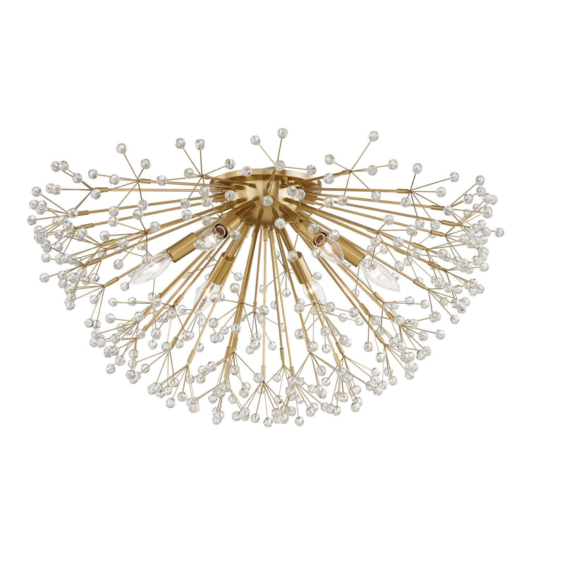 Lighting - Flush Mount Dunkirk 6 Light Semi Flush // Aged Brass 