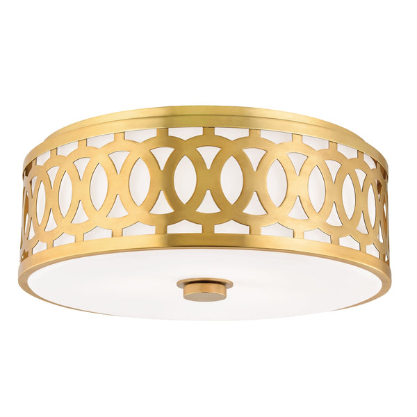 Lighting - Flush Mount Genesee 3 Light Large Flush Mount // Aged Brass 