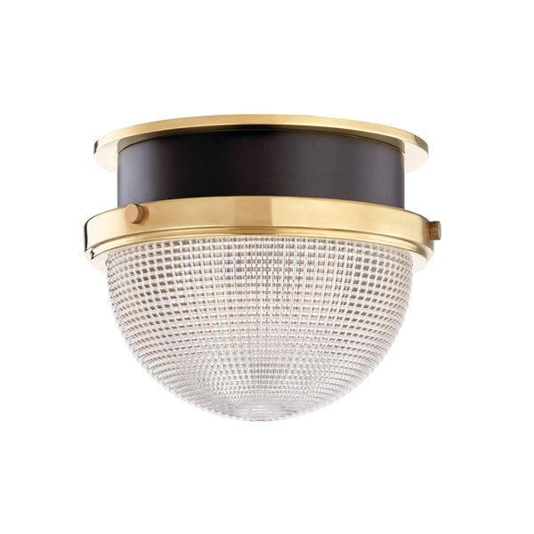 Lighting - Flush Mount Lucien 1 Light Small Flush Mount // Aged Brass & Black 