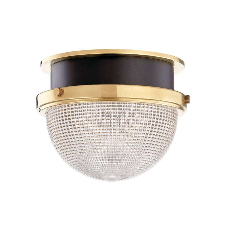 Lighting - Flush Mount Lucien 1 Light Small Flush Mount // Aged Brass & Black 