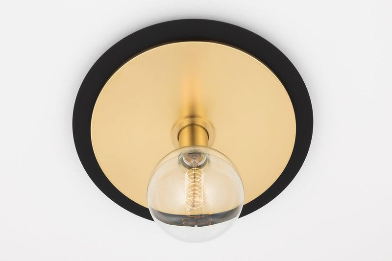 Lighting - Flush Mount Milo 1 Light Large Flush Mount // Aged Brass & Black 