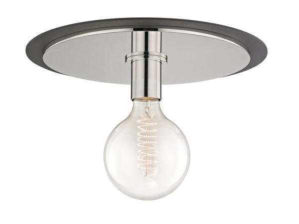 Lighting - Flush Mount Milo 1 Light Large Flush Mount // Polished Nickel & Black 