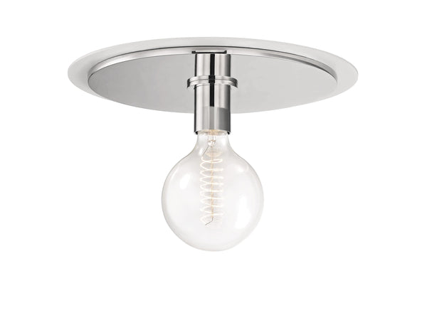 Lighting - Flush Mount Milo 1 Light Large Flush Mount // Polished Nickel & White 