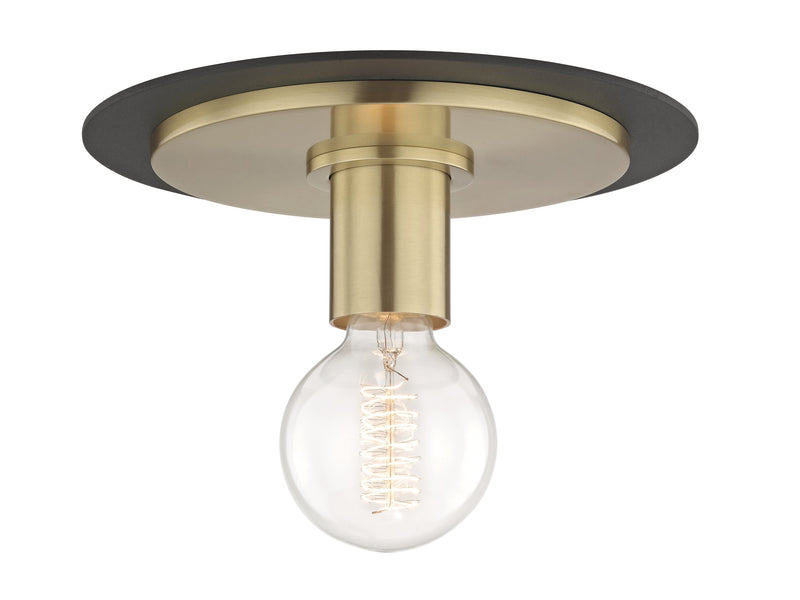 Lighting - Flush Mount Milo 1 Light Small Flush Mount // Aged Brass & Black 