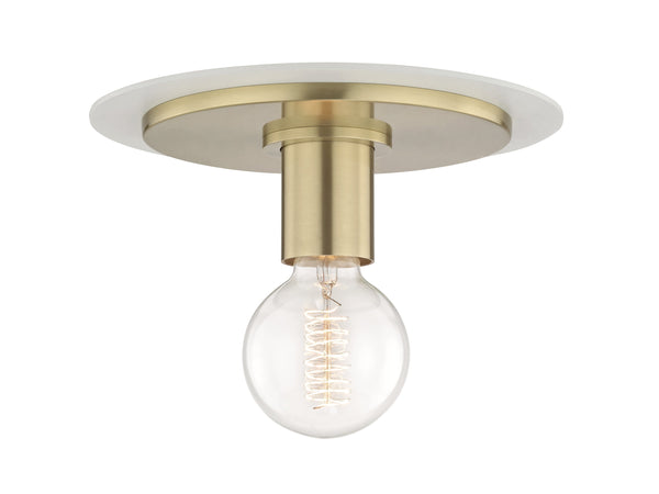 Lighting - Flush Mount Milo 1 Light Small Flush Mount // Aged Brass & Soft Off White 