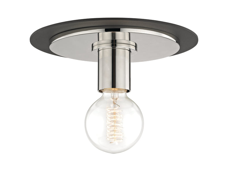 Lighting - Flush Mount Milo 1 Light Small Flush Mount // Polished Nickel & Black 