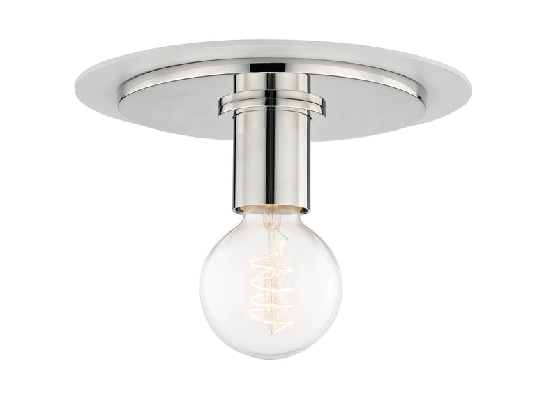 Lighting - Flush Mount Milo 1 Light Small Flush Mount // Polished Nickel & White 