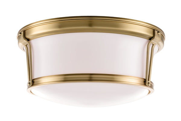 Lighting - Flush Mount Newport 3 Light Flush Mount // Aged Brass 