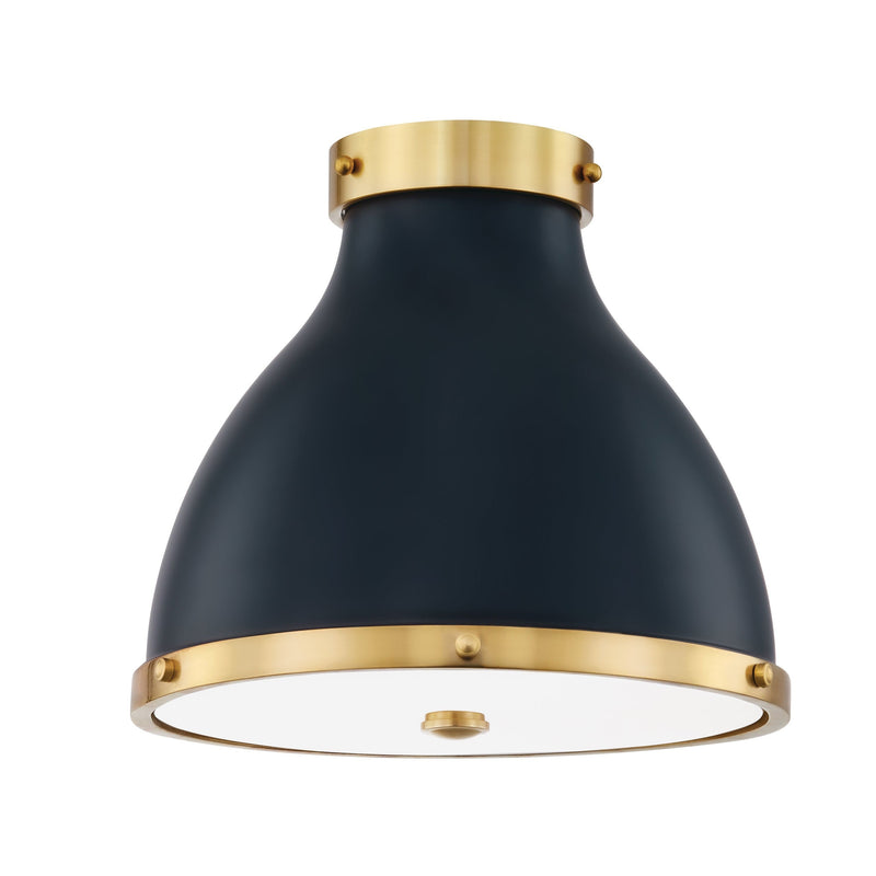 Lighting - Flush Mount Painted No. 3 2 Light Flush Mount // Aged Brass & Darkest Blue 