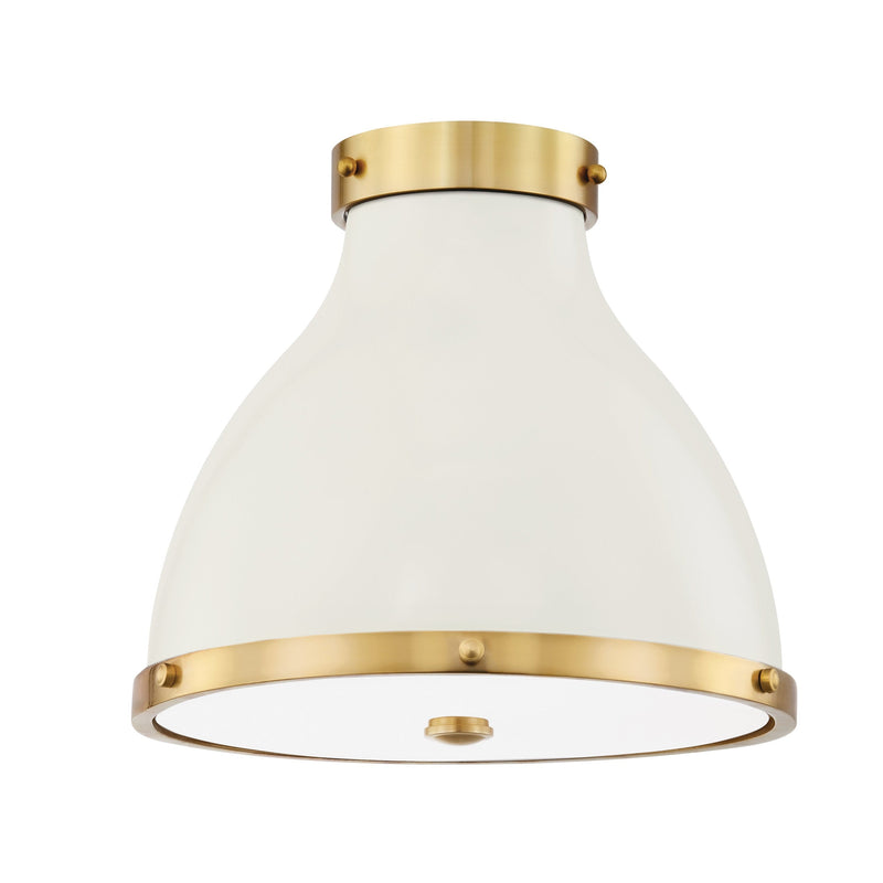 Lighting - Flush Mount Painted No. 3 2 Light Flush Mount // Aged Brass & Off White 