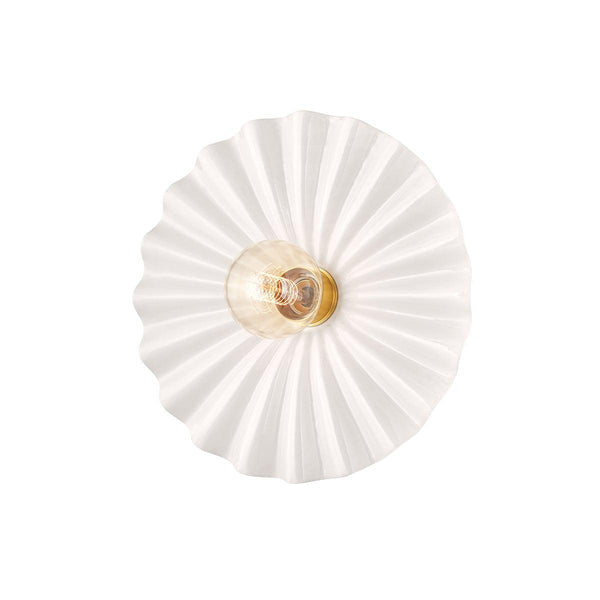 Lighting - Flush Mount Tinsley 1 Light Flush Mount // Aged Brass & Ceramic Gloss Cream 