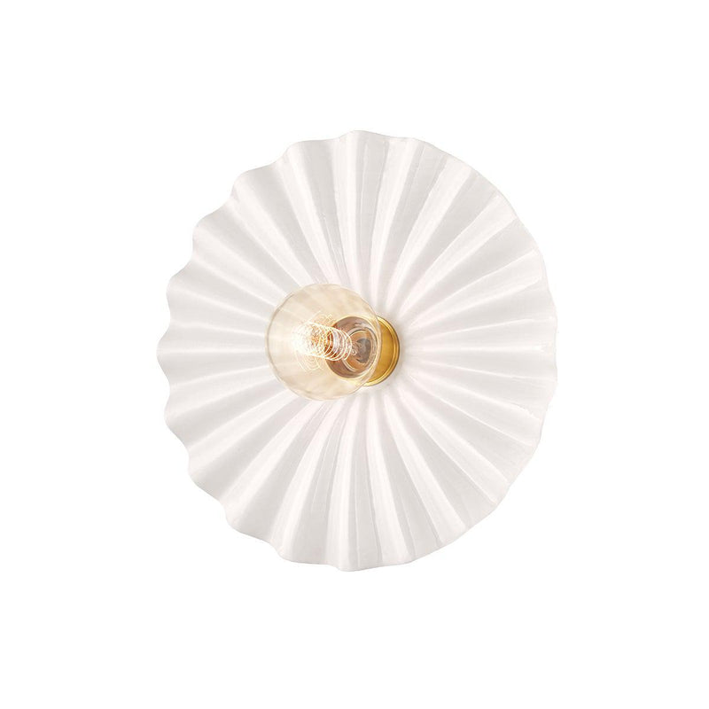 Lighting - Flush Mount Tinsley 1 Light Flush Mount // Aged Brass & Ceramic Gloss Cream 