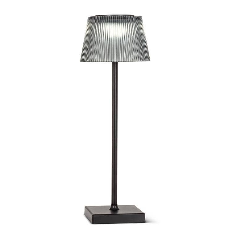  Fluted Smoke Shade LED Outdoor Table Lamp-15"H 