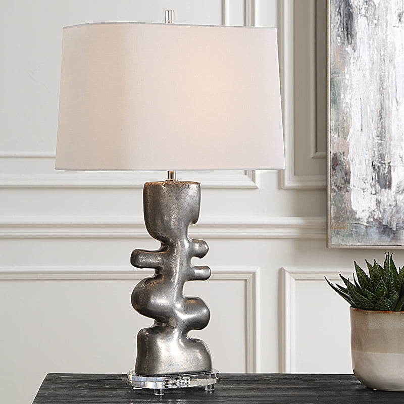 Lighting Free Flowing Nickel Table Lamp 