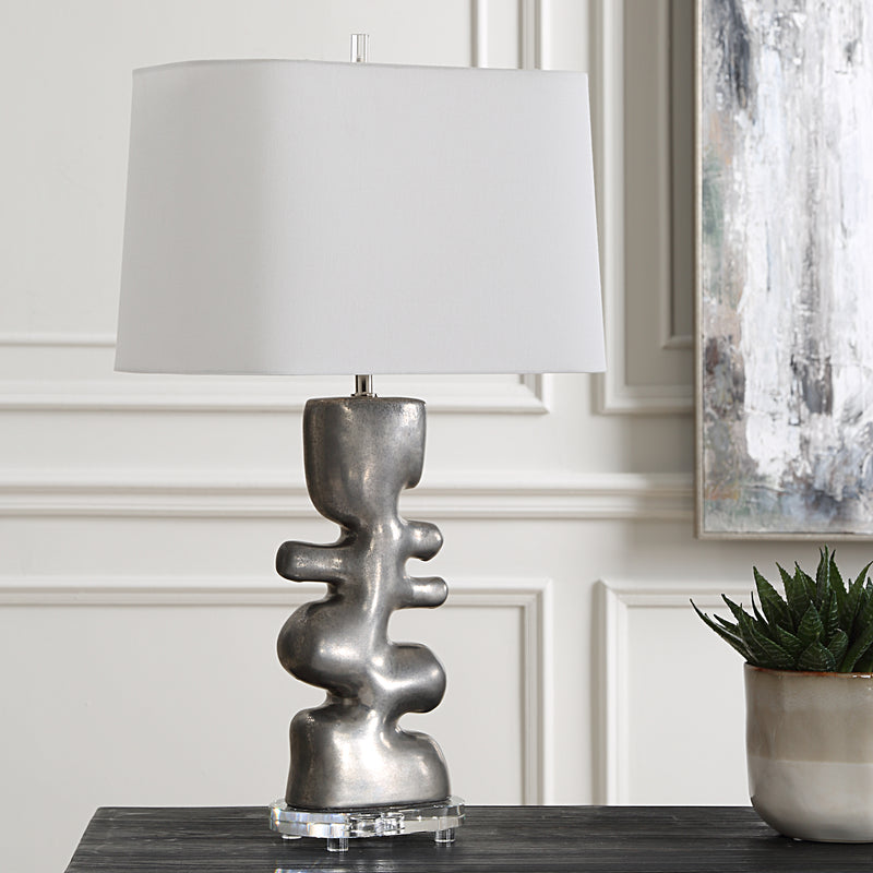 Lighting Free Flowing Nickel Table Lamp 