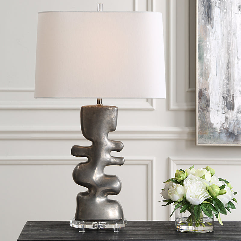 Lighting Free Flowing Nickel Table Lamp 