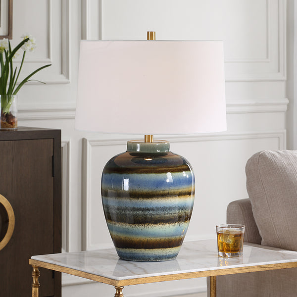 Lighting Judarn Blue Brown Table Lamp 