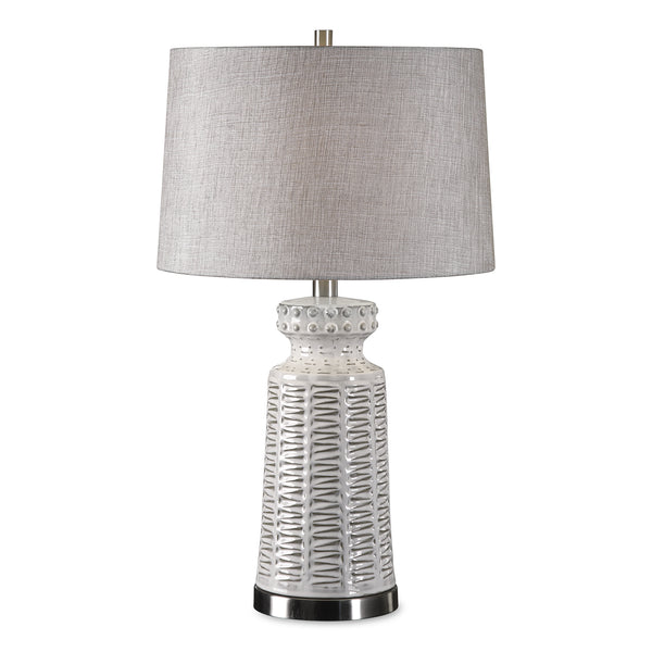 Lighting Kansa Distressed White Table Lamp 