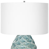Lighting Laced Up Sea Foam Glass Table Lamp 